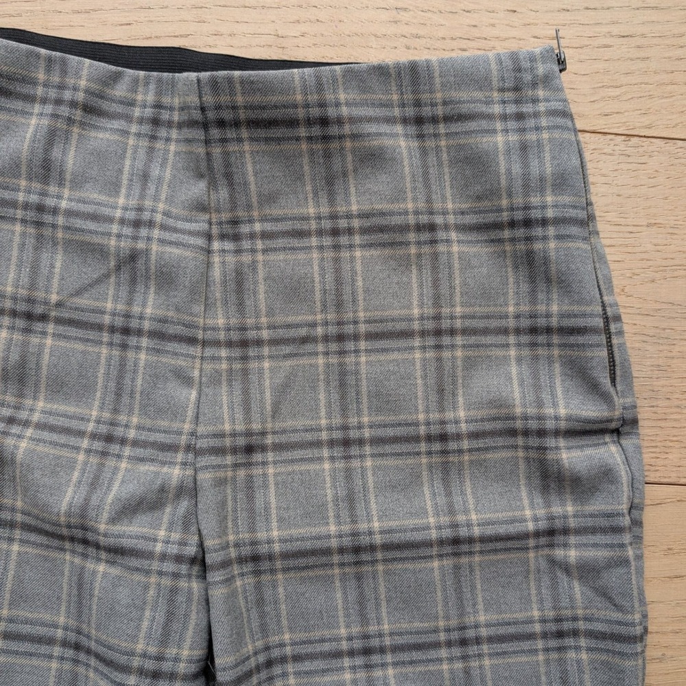 Nine West Side Zip Skinny Pants Grey Plaid Trousers Womens 10 Stretch - Picture 2 of 8
